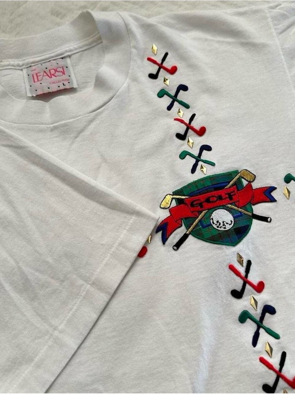 Vintage 1990s women’s White Golf Graphic embroidered T-Shirt Large
